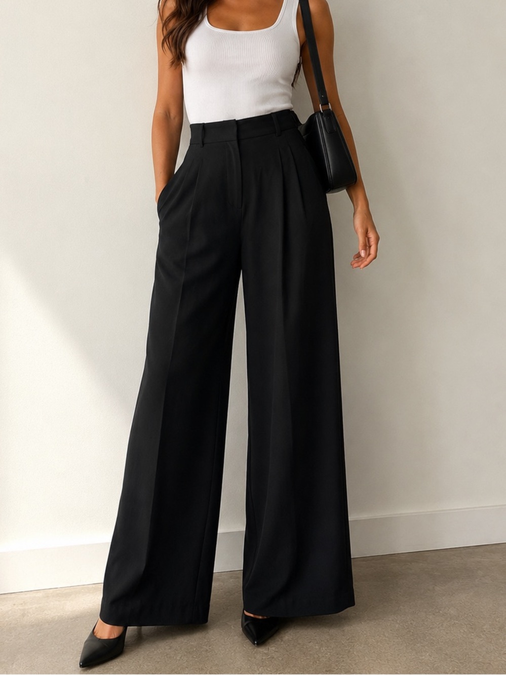 Luluswings High Rise Wide Leg Black Trousers Women’s Size Small Career Pants